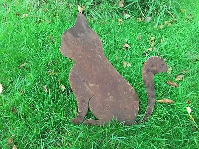Big Rusty Metal Cat Silhouette Metal Patina Garden Art Ornament Mild Steel • £29.99