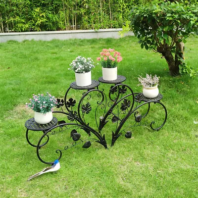 Wrought Iron Metal Plant Stands Flower Pot Rack Holder Indoor/outdoor Chic Decor • $36.90