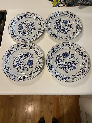 Set Of 4 Vintage Blue Danube China Blue Onion 10.25” Dinner Plates Japan MINT • $99.90