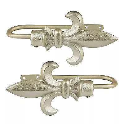 £7.95 • Buy Matt Silver Metal Bosworth Fleur De Lys Universal Curtain Holdbacks (Packs Of 2)