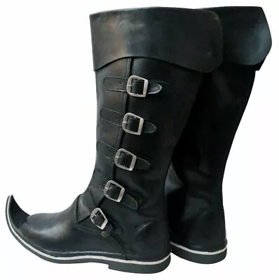 Medieval Leather Boots Re-enactment Shoes Sca Larp Riding Costume Boot • $89.05