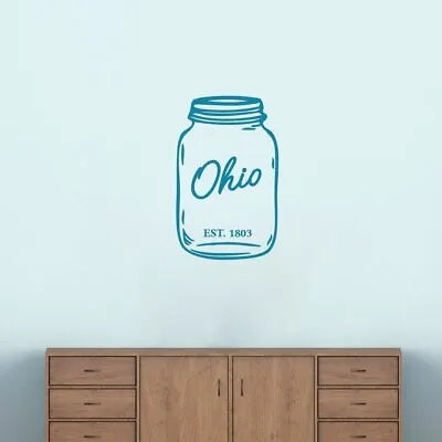 Ohio Mason Jar Wall Decal - State Home Farmhouse Entryway Living Room Decor • $13