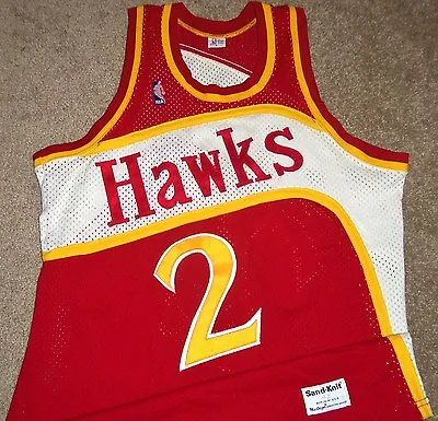 VTG AUTHENTIC 80's MOSES MALONE ATLANTA HAWKS SAND-KNIT JERSEY 42 L SEWN! (RARE) • $349.99