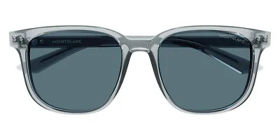 Montblanc MB0258SA Sunglasses Men Gray Blue Square 55mm New 100% Authentic • $307.81