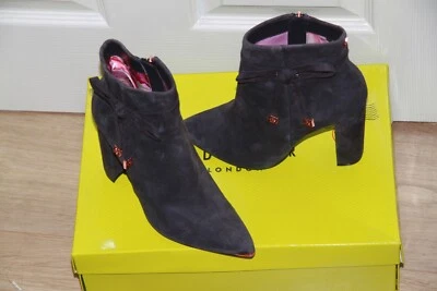 £60 • Buy Ted Baker Women Qatena Grey Suede Leather Ankle Boots Heel Shoes Size UK 6 39