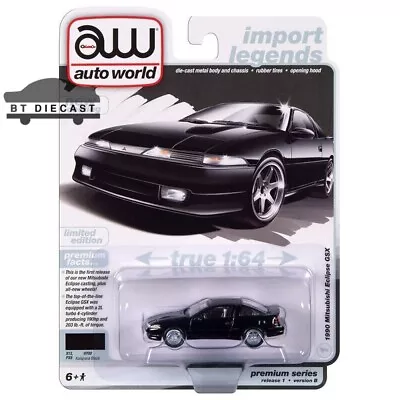 Autoworld 1990 Mitsubishi Eclipse Gsx 1/64 Diecast Model Car Black Awsp149 B • $9.97