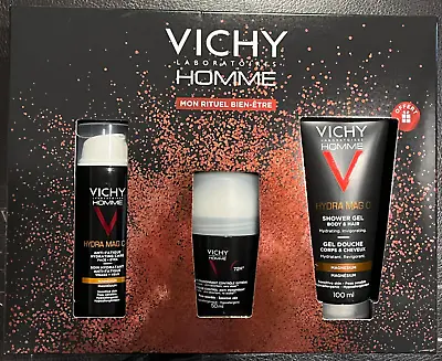 New Vichy Homme Men Hydra Mag C+ Gel & Moisturiser Deodrant Trio Gift Set • $49.99