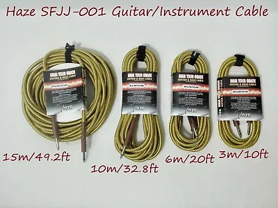 $40 • Buy Haze Tour Grade Braided Tweed Guitar/Instrument Cable/Lead,3m,6m,10m,15m Golden