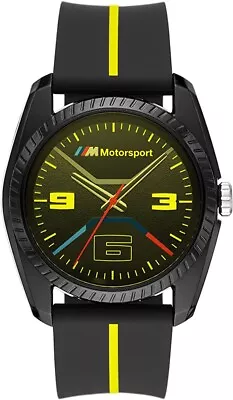 BMW M Motorsport Multicolor Dial Black Yellow Silicone Men's Watch BMW1006 • $69.99