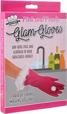 Pink And Pearly Washing Up Gloves - Womens Birthday Gifts Pink Rubber Gloves • £9.99