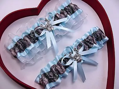 NEW Mossy Oak Camouflage Camo Light Blue White Wedding Garter Prom Deer Hunting • $13.46