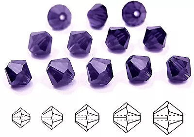 Czech Bicone Crystal Beads Tanzanite Deep Purple Preciosa Rondelle Diamond • $1.96