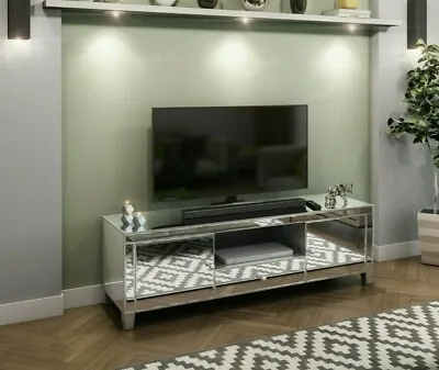 £199.99 • Buy Venetian Mirrored TV Stand Mirror Entertainment Media Unit Cabinet Up To 60  TV