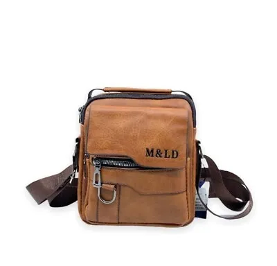 Mens Faux Leather Tablet Multi Pocket Shoulder Messenger Bag Work Travel Handbag • £39.99