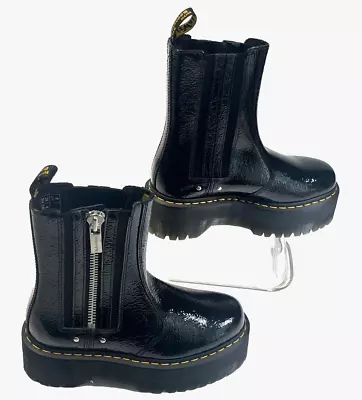 Dr. Martens Womens Black Platform Boots Size 8 US Patent Leather Zip Chelsea NEW • $152.99