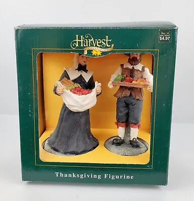 Vintage Thanksgiving Pilgrim Couple Figurines 6  Fall Harvest Decor Set Of 2 NOS • $34