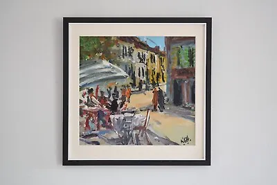 £225 • Buy French Street Scene Original Oil Painting By Rachel Grainger Hunt, Café - Nice