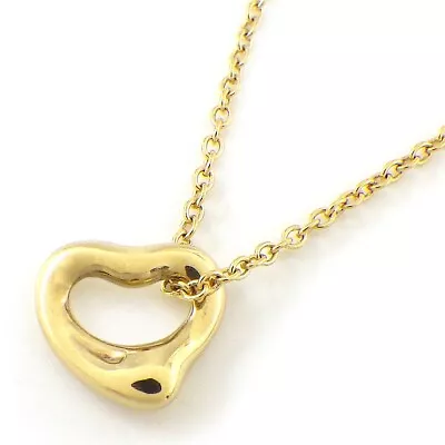 Tiffany & Co. Necklace Open Heart Extra Mini Width 7mm Model Elsa Peretti 750YG • $350