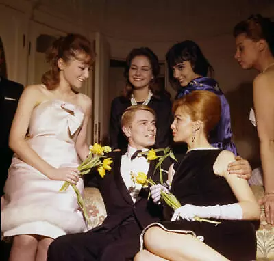 Singer Adam Faith Seated On A Sofa With A Group Of Young Fren 1960s Old Photo • $9