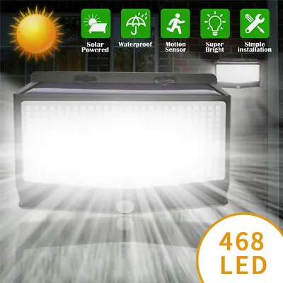 468 LED Solar Power Lights PIR Motion Sensor Outdoor Security Lamp Wall Garden~ • $11.98