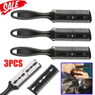 3x Hair Trimming Razor Comb Grooming Double Blades Trimmer Thinning Cutting Tool • £3.79