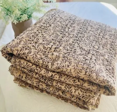 King Size Kantha Quilt Cotton Indian Bedspread Handmade Bedding Blanket Throw • £83.99