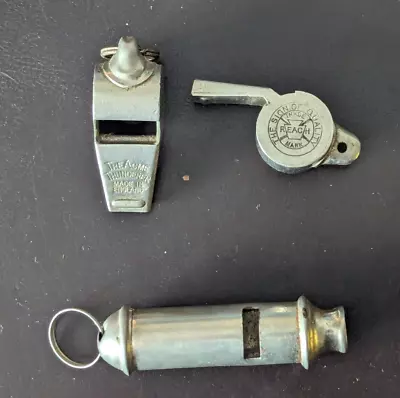 Three Vintage Police Whistles Reach Acme Thunderer And Unmarked • $4