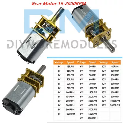 GA12-N20 DC 3V/6V/12V Micro Electric Gear Motor Speed Reduction Metal Gearbox • $4.36