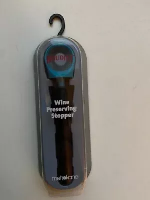 Houdini Metrokane Wine Preserving Stopper Teal Single Pump Bottle Neck NIP • $8.99