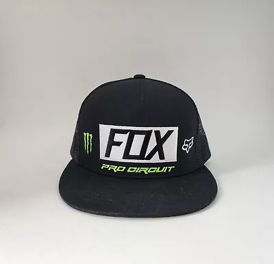 Fox/Monster Pro Circuit Snapback Motocross Racing Flatbill Trucker Hat | Black • $20