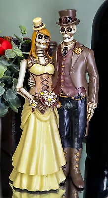 Day Of The Dead Steampunk Socialite Bride And Groom Skeleton Couple Statue 8 H • $35.99