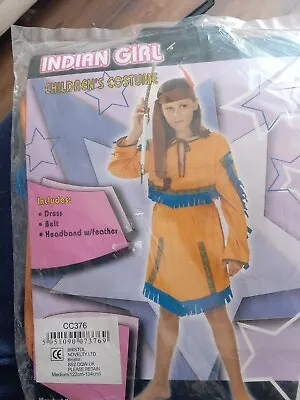 Girls Child Native American Indian Squaw Pocahontas Fancy Dress Costume M  • £2.75