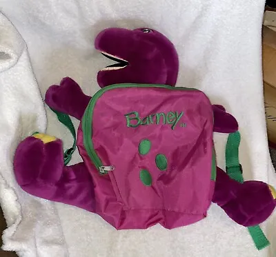Vintage 1990s Barney Character Plush Adjustable Zipper Backpack • $29.95