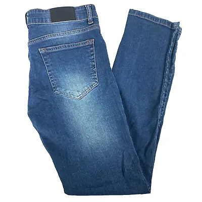 Enzo Jeans Mens 32 Regular W31 L31 989 Ze Blue Button Fly Slim Stretch Denim • £14.99