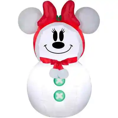 Gemmy Christmas Airblown Inflatable Minnie Mouse Snowman 3.5 Ft Tall White • $28.95