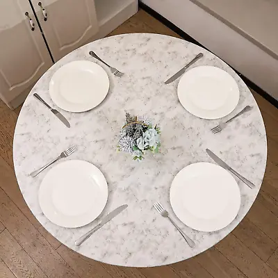 $29.99 • Buy Round Vinyl Fitted Tablecloth With Flannel Backing,Elastic 45 -56 , Marble 