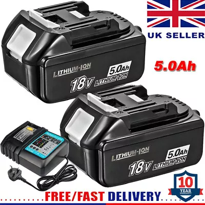 2X For Makita 18V 5.0Ah LXT Li-ion Battery BL1830 BL1840 BL1850 BL1860 / Charger • £43.89