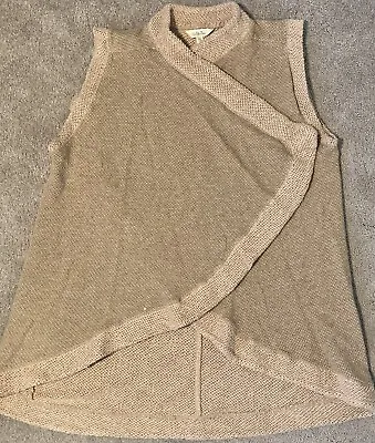 Matilda Jane Sooner Or Later Open Cardigan Knit Vest In Tan/Peach Womens Medium • $8.99