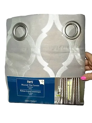 Pier 1 One Moorish Tile Lined Curtain Panel Grommet Gray 84” X 50” New In Pkg. • $39.99