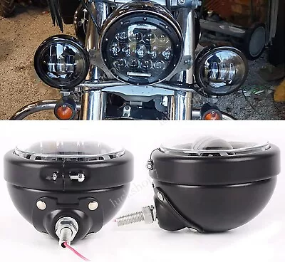 Motorcycle Passing Turn Signals Lamp Driving LED Fog Spot Light Kit With Bracket • $147.56