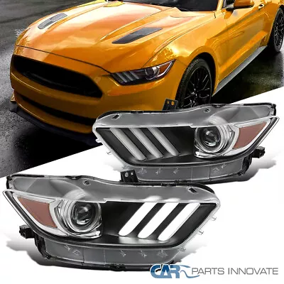 Fit 15-17 Ford Mustang 18-20 Shelby HID/Xenon Black Projector Headlights+LED Bar • $170.95