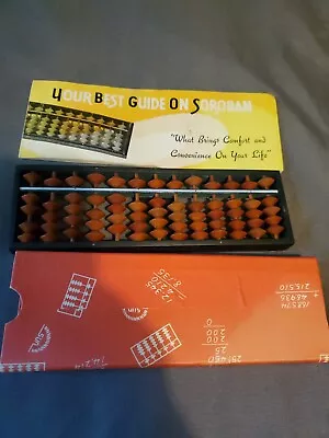 Vintage Japanese Abacus Soroban Sun Plastic Calculating Box Instruction Japan • $16.99