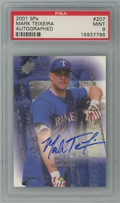 Mark Teixeira 2001 SPX Card PSA 9 #207 /1500 Auto Texas Rangers 23725 • $79.99