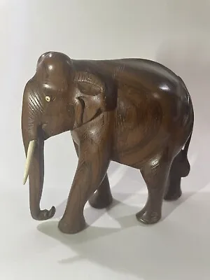 Vintage Large African Elephant ￼ Beautifully Hand Carved Black Striped Hardwood • $12.95