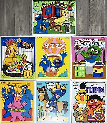 Vintage Sesame Street Muppets Wooden Puzzle Lot-1976-1990-Grover Cookie Monster • $44.99