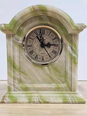 Rare Vintage Green Stone Marble Mantel Roman Number Clock • $129