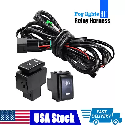 H10 H11 Fog Light Wiring Harness Socket Wire Connector Relay ON/Off Switch Kits • $15.39