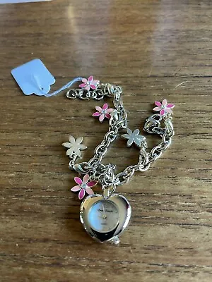 Ladies PAULA FRENCH Charm Bracelet With Heart Shaped SS Watch W1049/18 • £6.80