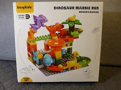 Burgkidz Marble Run Building Blocks Dino Toys: STEM Ball Race Track For Boys & 3 • $27.48