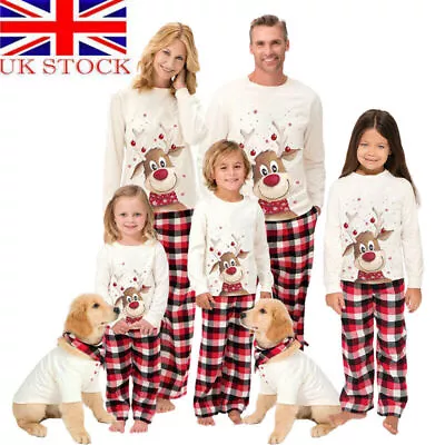 UK Family Matching Christmas Pyjamas Adult Kids Xmas Nightwear Pajamas Pjs Set • £13.99